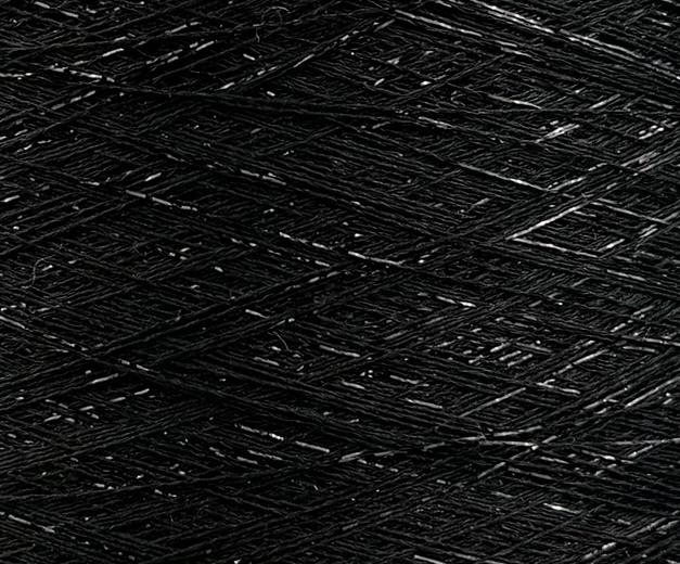 Industria Italiana Filati Art. Frizzante Nm 35 – Fantasiegarn aus Viskose und Lurex col. Schwarz 2066